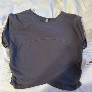 FP Movement by Free People Hot Shot Crossover Cropped Tee, Gray